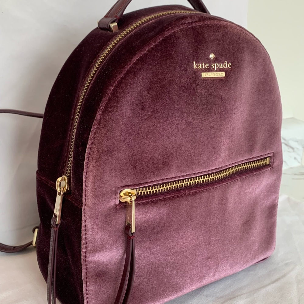 🤩RARE🤩💯% Authentic Kate Spade Dawn Place Velvet Backpack Bag - Picture 12 of 13